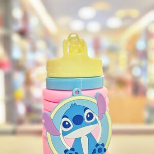Garrafa Dobrável Silicone Lilo e Stitch Rosa Puket