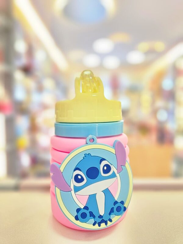 Garrafa Dobrável Silicone Lilo e Stitch Rosa Puket