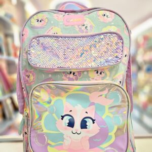 Mochila com Rodinha Grande Paetê Gata Sereia Puket