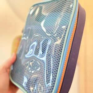 Estojo Box Grande com Divisória Color Block Azul Puket