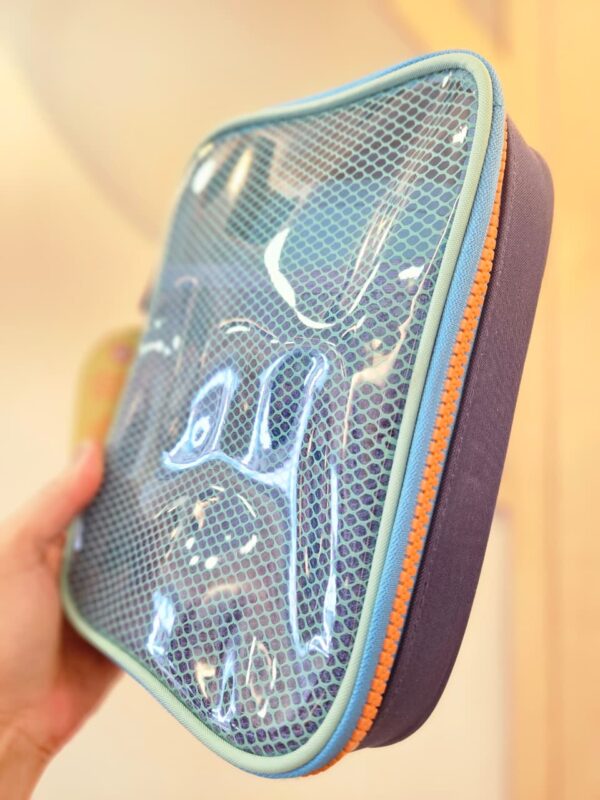 Estojo Box Grande com Divisória Color Block Azul Puket