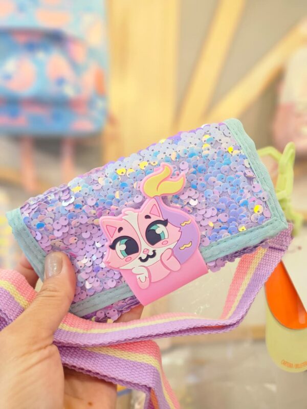 Carteira Paetê Gata Sereia Lavanda Puket