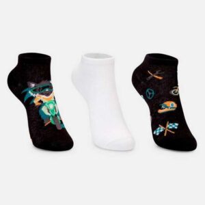 Kit com 3 Meias Cano Curto Menino Puket Tamanho: 28 a 33