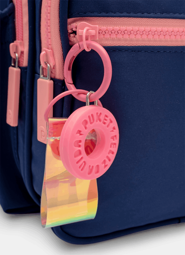 Lancheira Térmica com Bolso Frontal Azul Marinho com Rosa Puket - Imagem 5