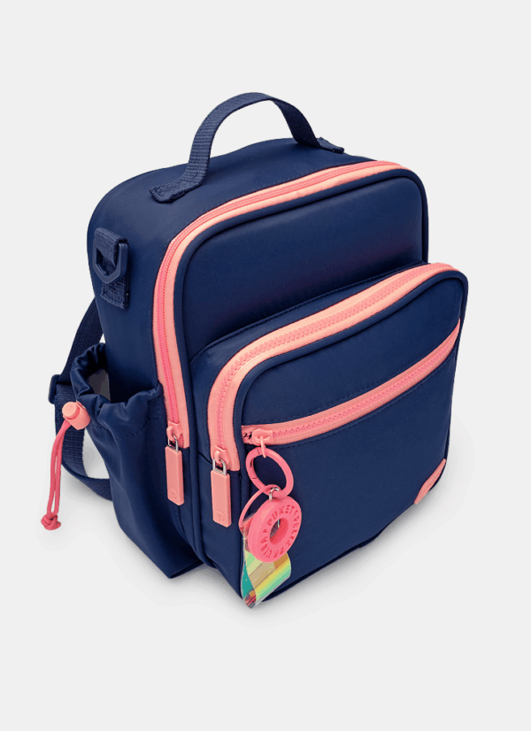 Lancheira Térmica com Bolso Frontal Azul Marinho com Rosa Puket - Imagem 4