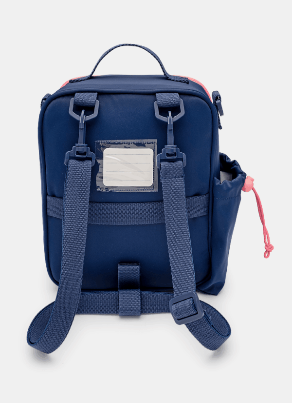 Lancheira Térmica com Bolso Frontal Azul Marinho com Rosa Puket - Imagem 7