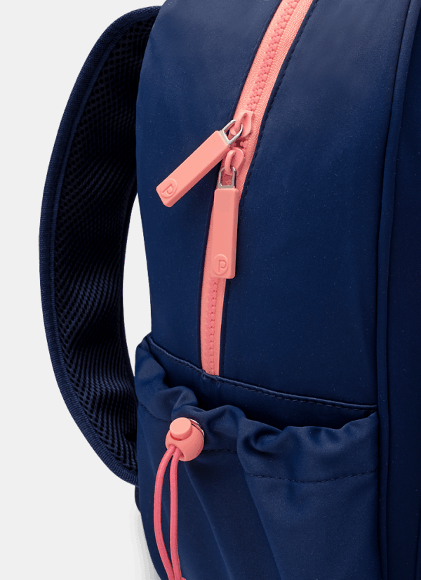 Mochila de Costas Grande Azul Marinho com Rosa Puket - Imagem 5
