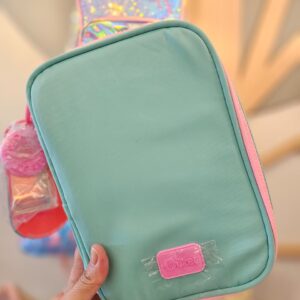 Estojo Box Grande com Divisória Verde Água Puket