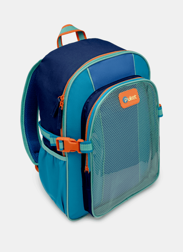 Mochila de Costas Grande Color Block Azul Puket - Imagem 3