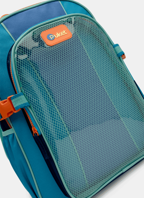 Mochila de Costas Grande Color Block Azul Puket - Imagem 4
