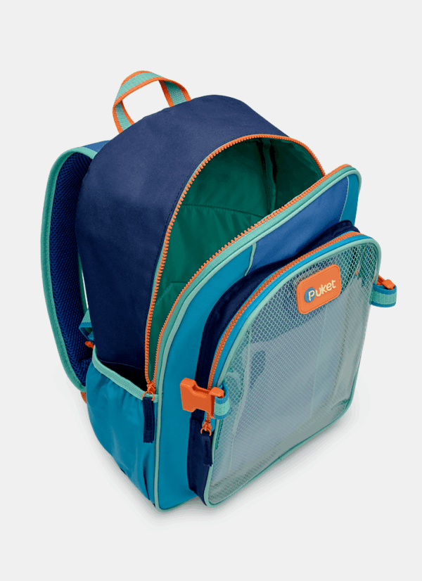 Mochila de Costas Grande Color Block Azul Puket - Imagem 7